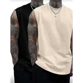 Kit 2 Regatas Machão Camiseta Camisa Cavada Algodão Masculina Casual Treino Lisa Esporte Casual em Oferta na Shopee