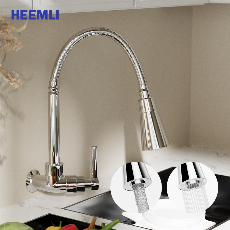 Heemli Torneira Gourmet Cozinha para Parede de Cozinha com Chuveiro Flexível 360° para Pia de Cozinha Gourmet Cromado em Oferta na Shopee