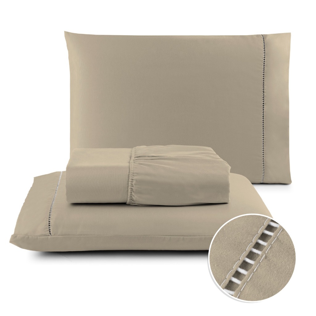 Lencol Queen Jogo De Cama Casal 400 Fios King Micropercal com Ponto Palito Berço e Solteiro