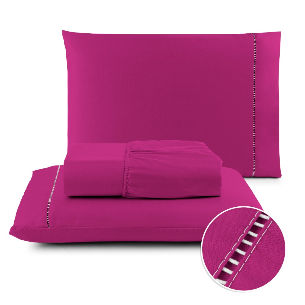 Lençol Casal Elastico Padrão Micopercal 3 Pçs 400 Fios Macio Berço Solteiro 02 Pçs