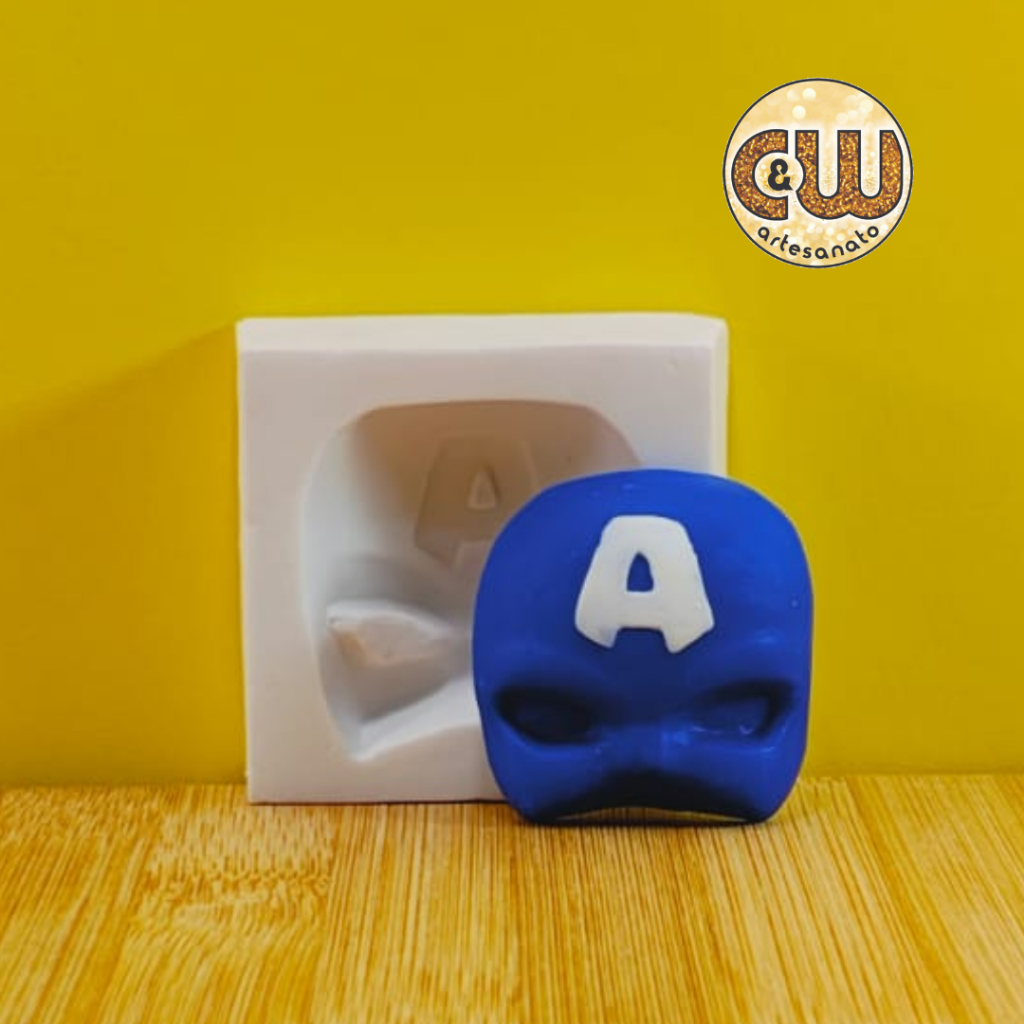 Molde Silicone Máscara Capitão América / Capitao America  Confeitaria e Artesanato - Biscuit - Festa