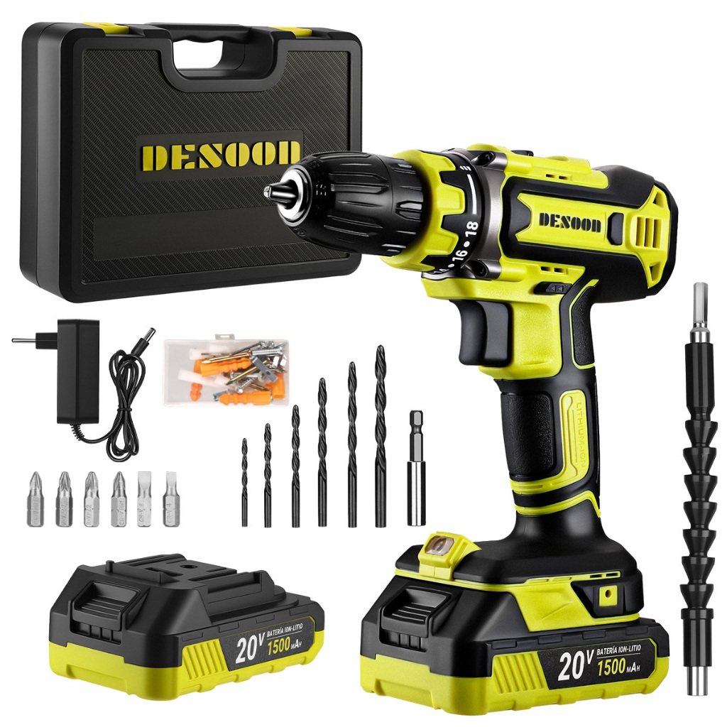 Parafusadeira Furadeira De Impacto Profissional 2 Baterias Sem Fio Com Maleta,broca 20v,Eixo Flexível Desoon em Oferta na Shopee