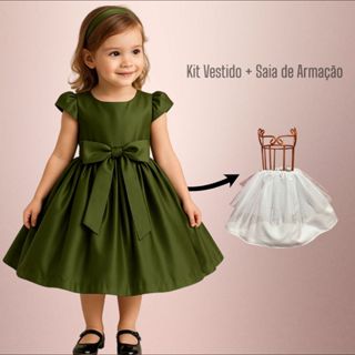 Vestido Infantil Kit Liso com saia de armação Menina Festa Florais Feminino Batizado Casamentos em Oferta na Shopee