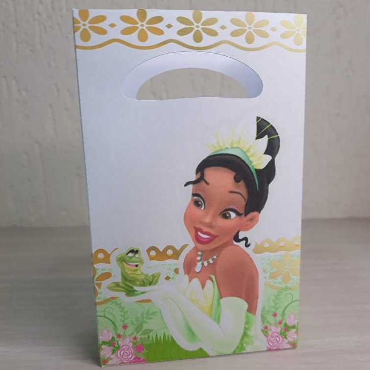 Sacolinha Surpresa Personalizada boca de palhaço Lembrancinha Princesa Tiana Princesa e o Sapo  PEGUE E MONTE