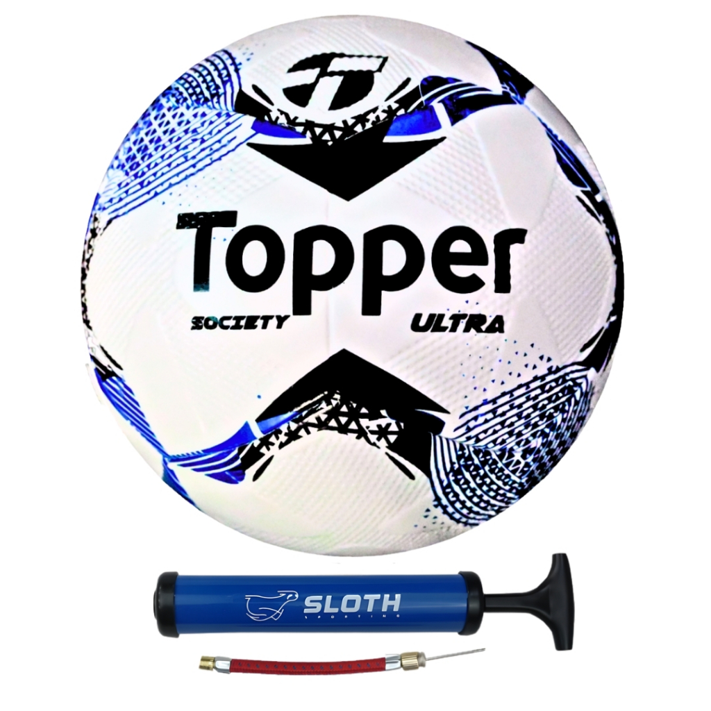 Bola de Futebol Society Topper Ultra Colagem Dupla + Bomba em Oferta na Shopee