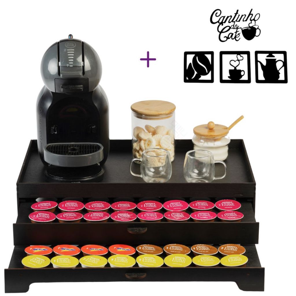 Bandeja Porta Capsulas Decorativa Preta Organizadora para 80 Capsulas para Cantinho do Cafe Cha Mdf em Oferta na Shopee