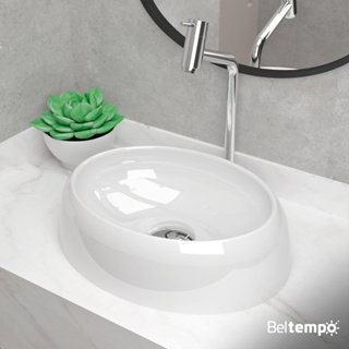 Cuba Pia de Apoio Sobrepor Oval 39x29 Branca Banheiro Lavabo Beltempo BT-2102 em Oferta na Shopee