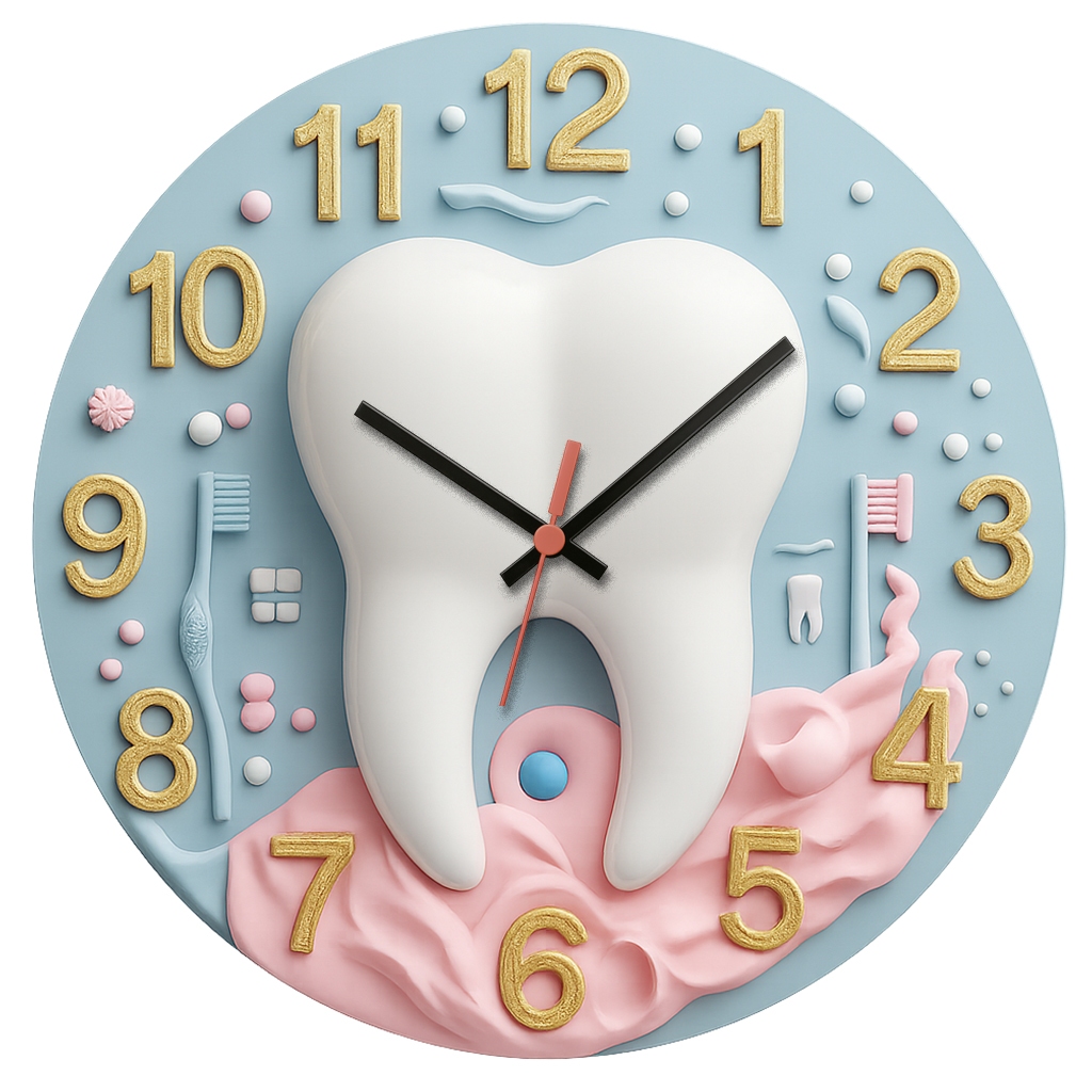 Relógio de Parede Decorativo Dentista Pendulart 29cm Adesivado Silencioso
