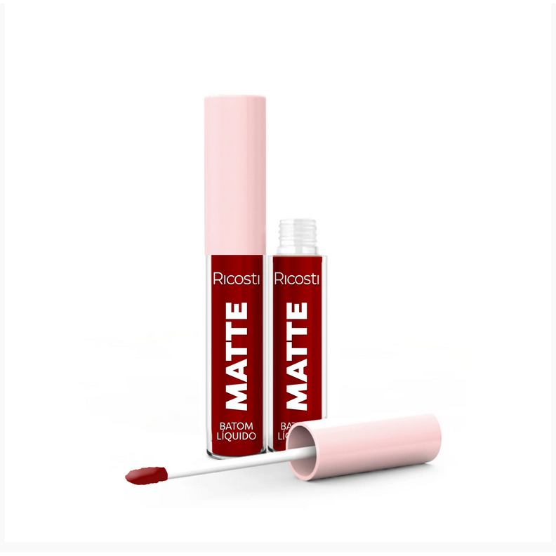 Batom Matte Líquido Vegano Ricosti Cor Vermelho Intenso