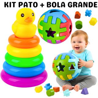 Kit 2 Brinquedo Infantil Pato de Argolas + Bola Didática Grande Empilhar Criança Presente 1 Ano Menino e Menina em Oferta na Shopee