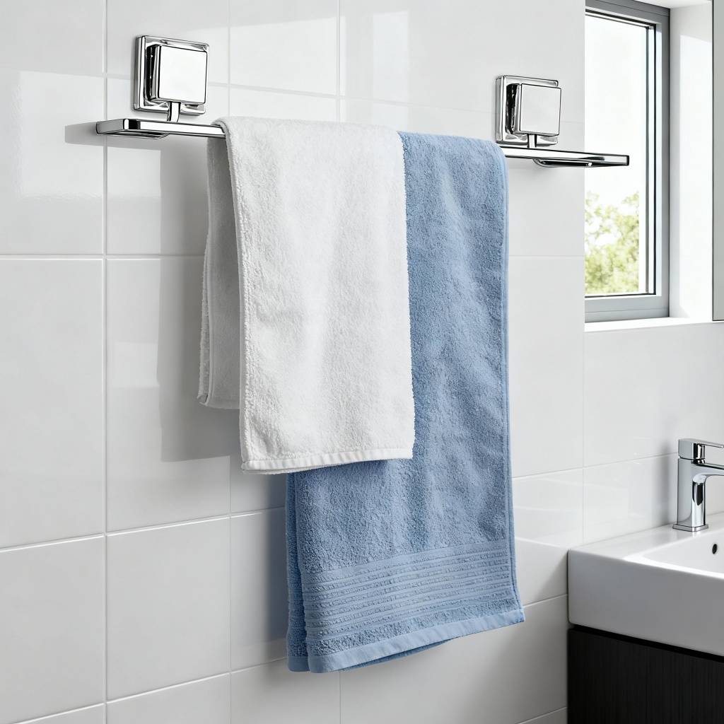 Porta Toalha De Banho Cromado 50cm Arthi Com Adesivo Super Resistente Fixação 3M Forte e Instalação em Oferta na Shopee