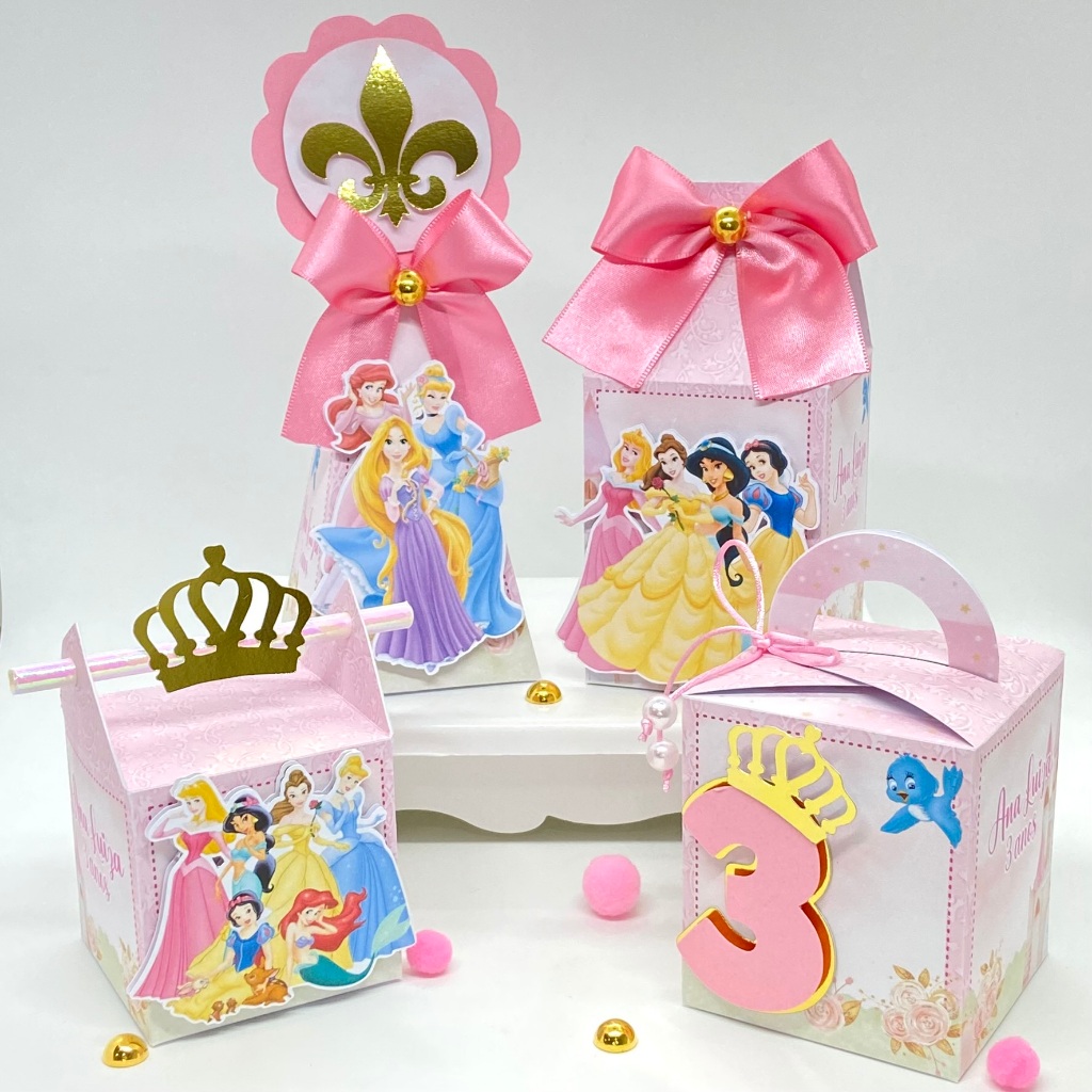 Kit Festa Princesas Personalizado/ Lembrancinhas / Caixinhas / Festa /Aniversário/Caixa Milk / Pirâmide / Realeza