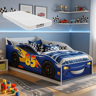 Cama Carro Infantil McQueen 85 Para Quarto Infantil com Colchão Incluso Feito em MDF e Fácil Montagem em Oferta na Shopee