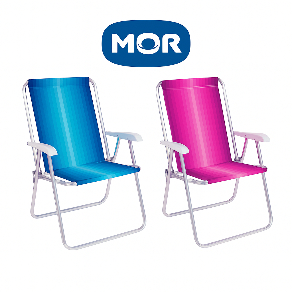 Kit 2 Cadeira de Praia Aluminio MOR Escoro Alto 120Kg Resistente Varanda Piscina Praia Verão - Mor em Oferta na Shopee