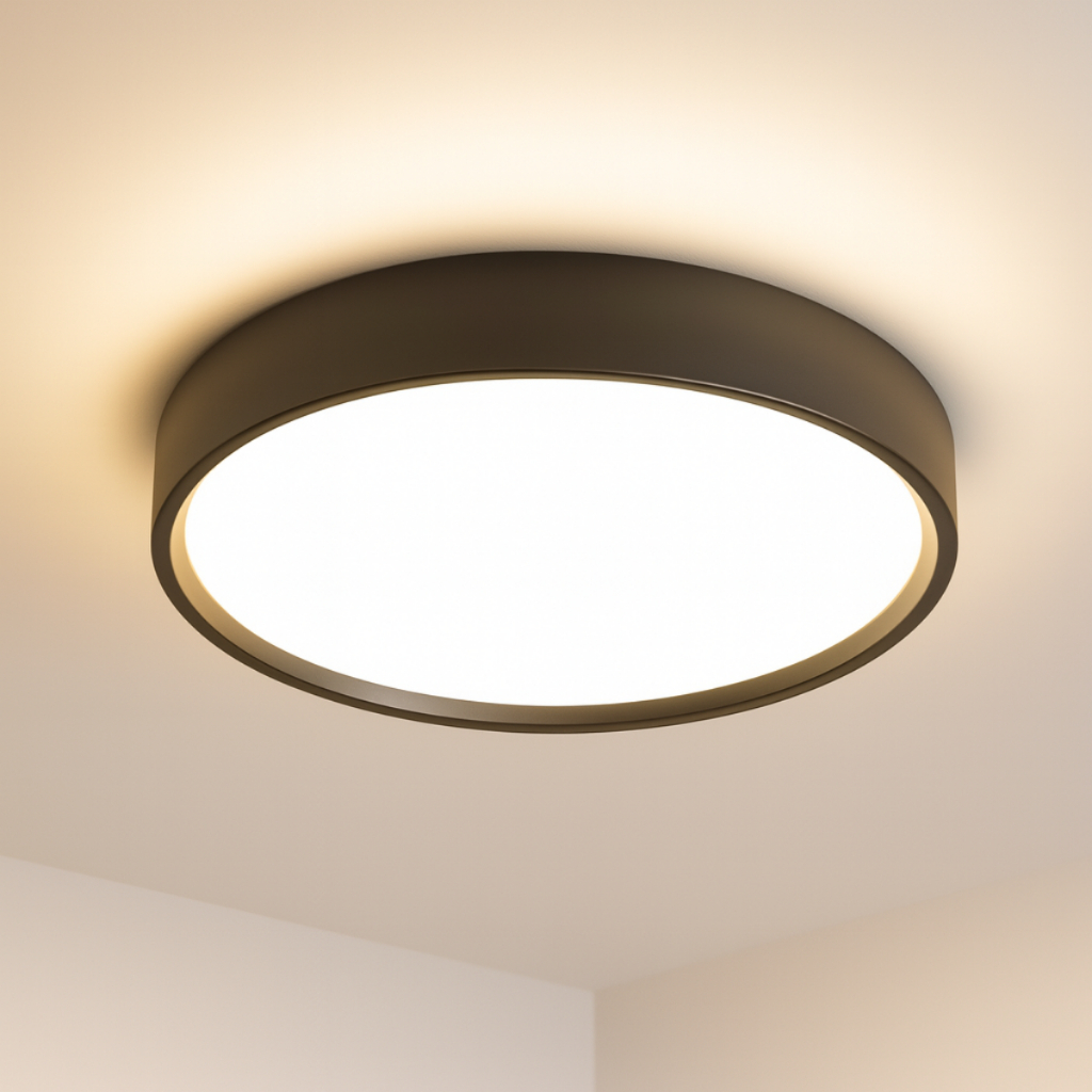 Luminária de Teto LED Redonda – Plafon de Sobrepor Preto Elegante e Eficiente