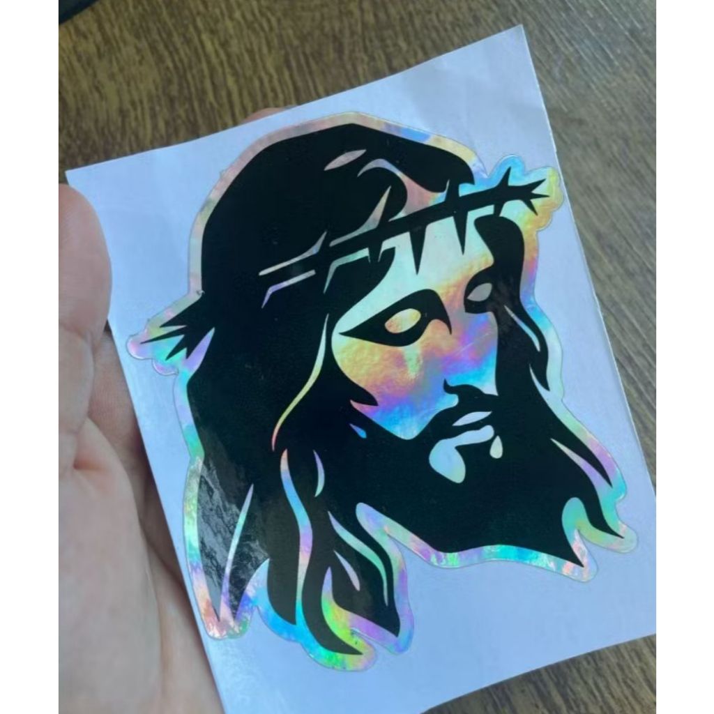 Adesivo Jesus Cristo Holográfico e Outras Cores Disponiveis 1166 F6F6FR6 em Oferta na Shopee