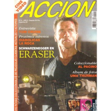 REVISTA ACCIÓN, DE 1996, ARNOLD SCHWARZENEGGER NA CAPA.