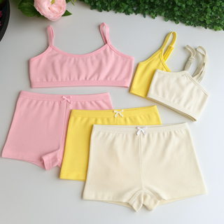 Kit Top + Calcinha Box Infantil  Juvenil Feminina Cotton 3 conjuntos – Regulagem nas Alças M G GG em Oferta na Shopee