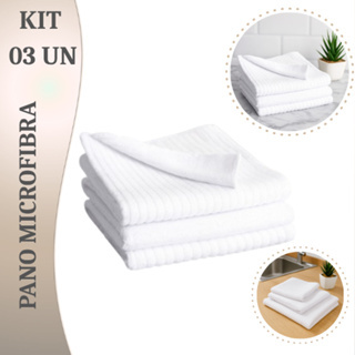 🧽 kIT 3 PANOS DE MICROFIBRA BRANCO 30x30 – LIMPEZA EFICIENTE E SEM RISCAR! em Oferta na Shopee