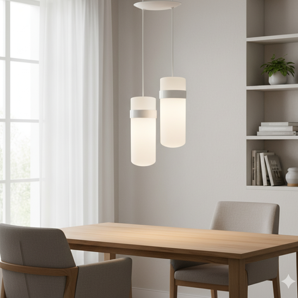 Lustre Pendente Duplo Luminária Cozinha Quarto Sala Branco