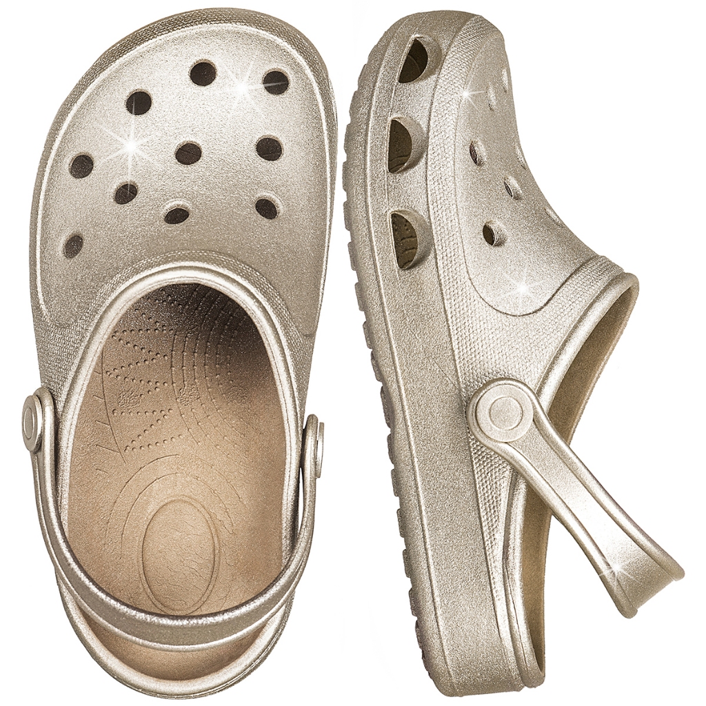 Babuche Infantil Metalizado Sandália Feminina Menina Criança Antiderrapante Moda Chinelo Calce Fácil