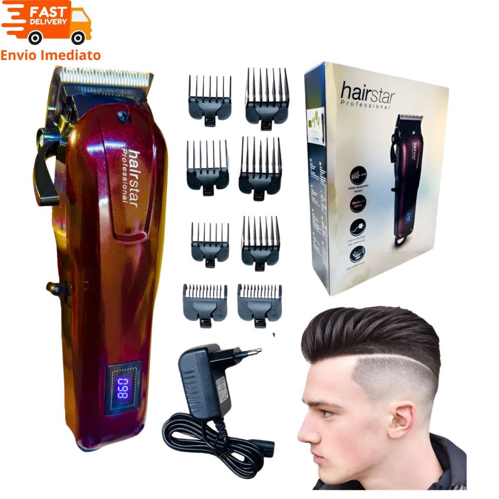 Máquina Hairstar Km-209 Máquina De Cortar Cabelo Elétrico 5w Potente Recarregável 2200mah em Oferta na Shopee