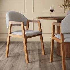 Kit 2 Cadeiras Poltrona Grécia Tecido Bucle Boucle Pés em Madeira Elegante Sala Estar Jantar Recepção - AV