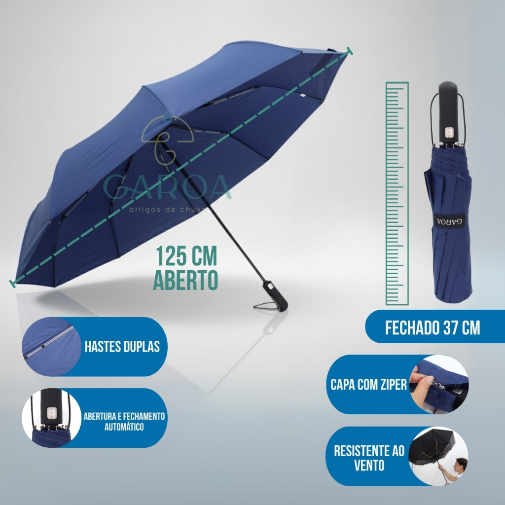 Guarda Chuva Abre E Fecha Automático Contra Vento Reforçado