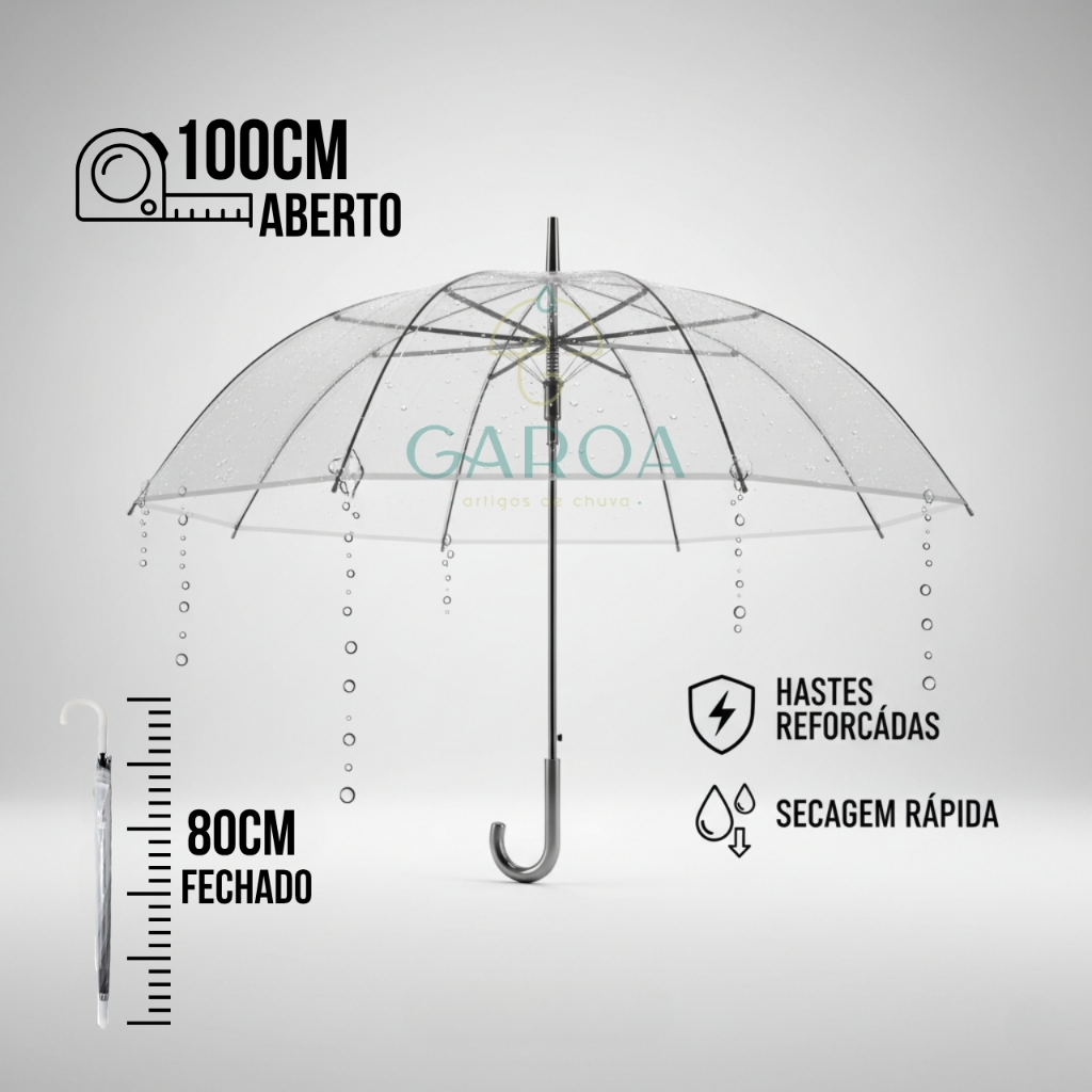 Guarda Chuva Transparente Automático Decoração Eventos