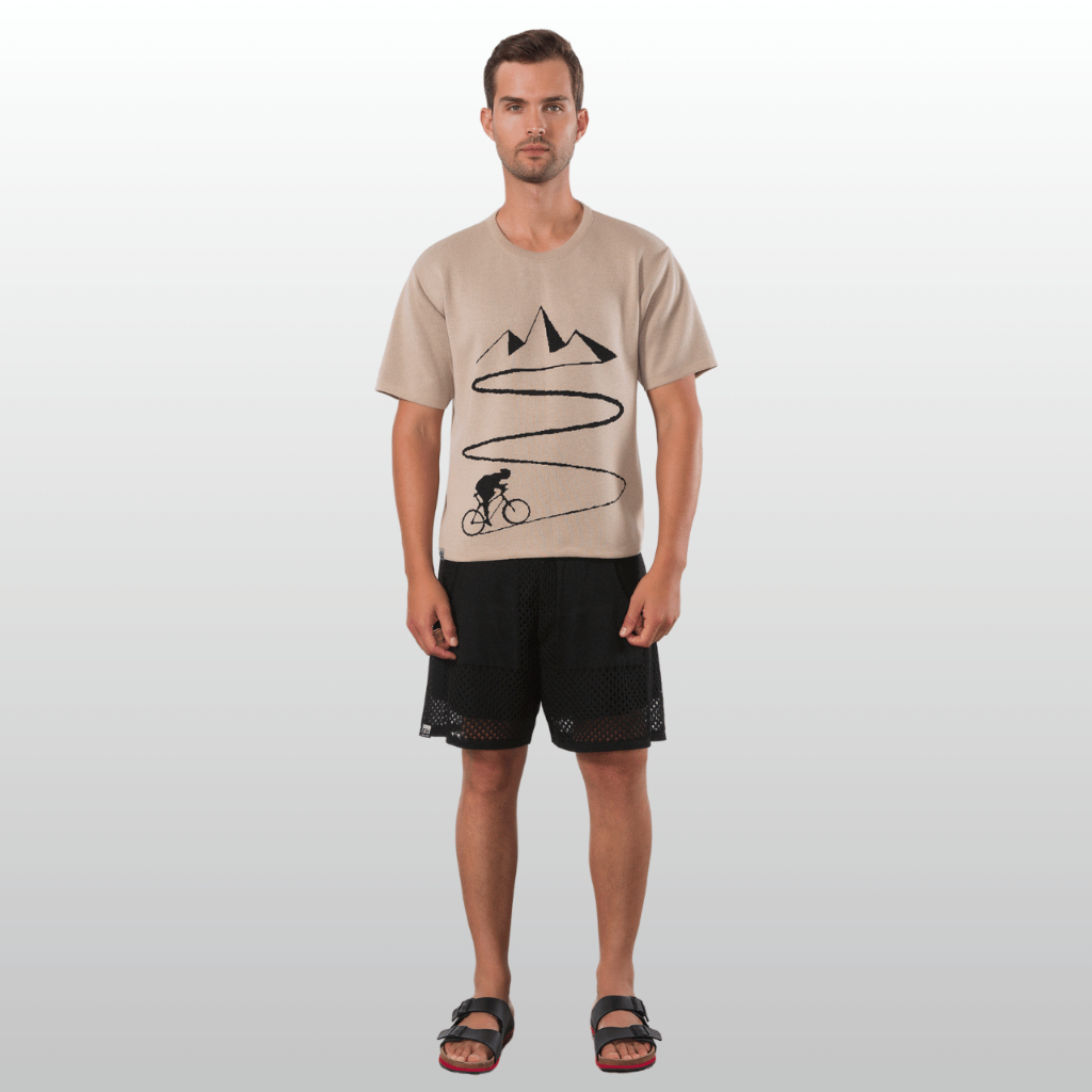 Conjunto 2 Peças Camiseta Ciclista + Shorts Vazado Bolso Forro Verão Moderno Confortável