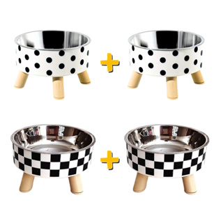 KIT 2 COMEDOURO BEBEDOURO PET ELEVADO BASE COM TIGELA INOX E PLÁSTICA em Oferta na Shopee