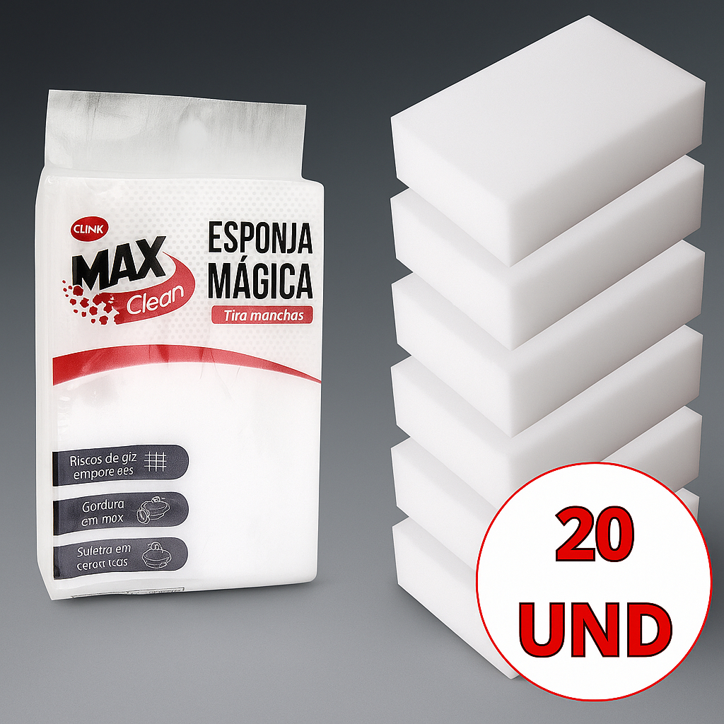 Kit Esponja Mágica Melamina Bucha Tira Mancha Desengordurante Limpeza Multiuso em Oferta na Shopee