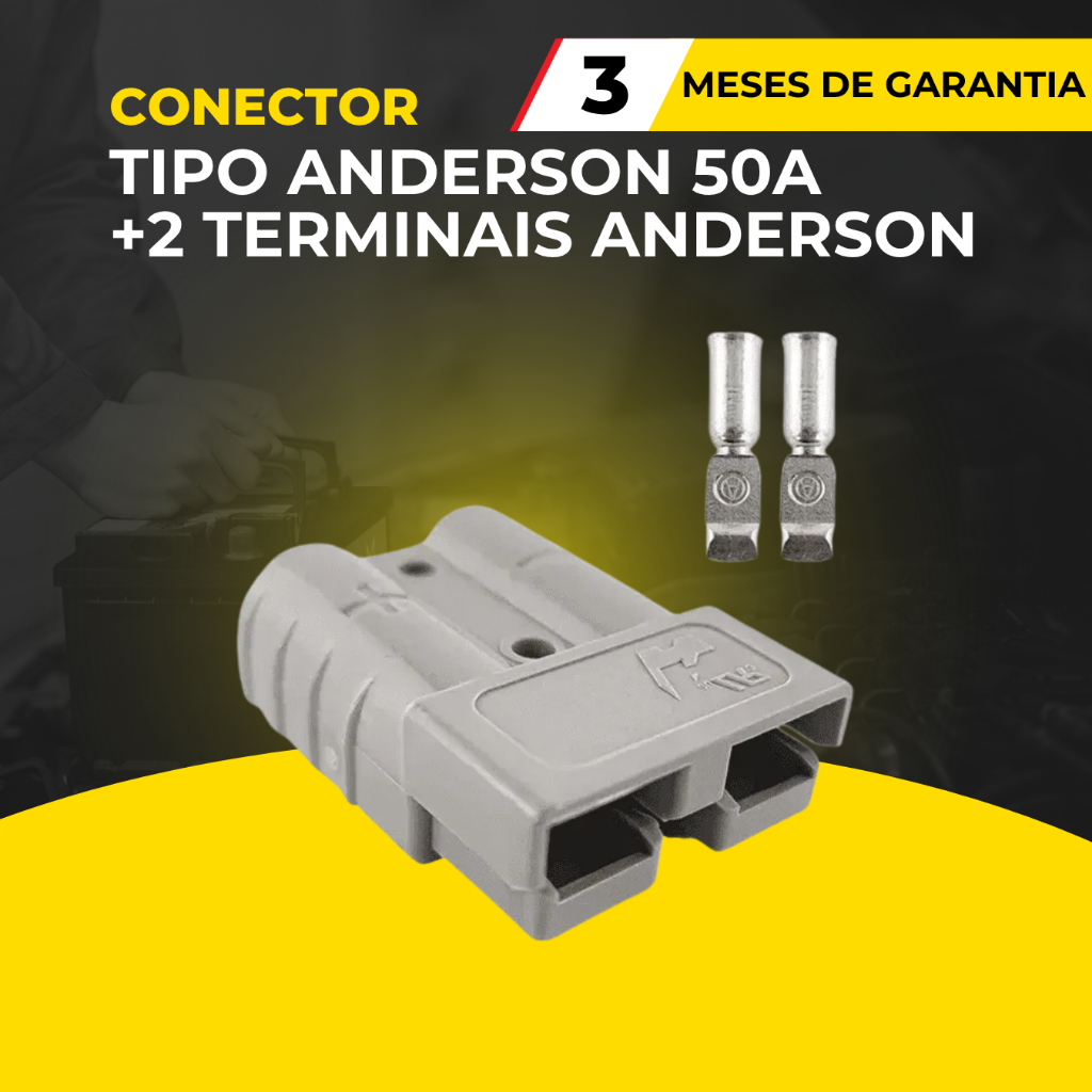 CONECTOR CINZA TIPO ANDERSON 50A + 2 TERMINAIS ANDERSON