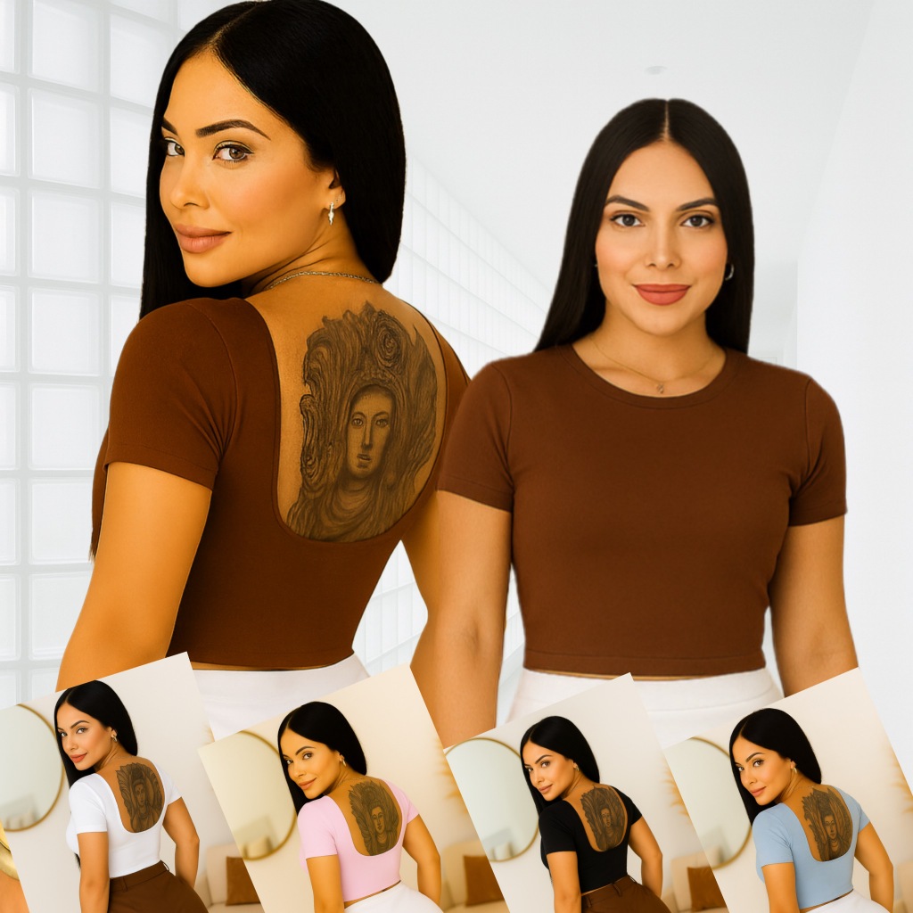 Kit 2 pçs Cropped Costa Nua suplex feminino estilosa  ombro a ombro manga curta verão baby Tee Liso Casual Tecido Duplo. em Oferta na Shopee