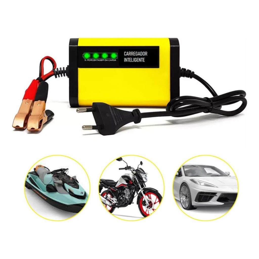 Carregador de Baterias Automotivo E Motos 12v Inteligente.