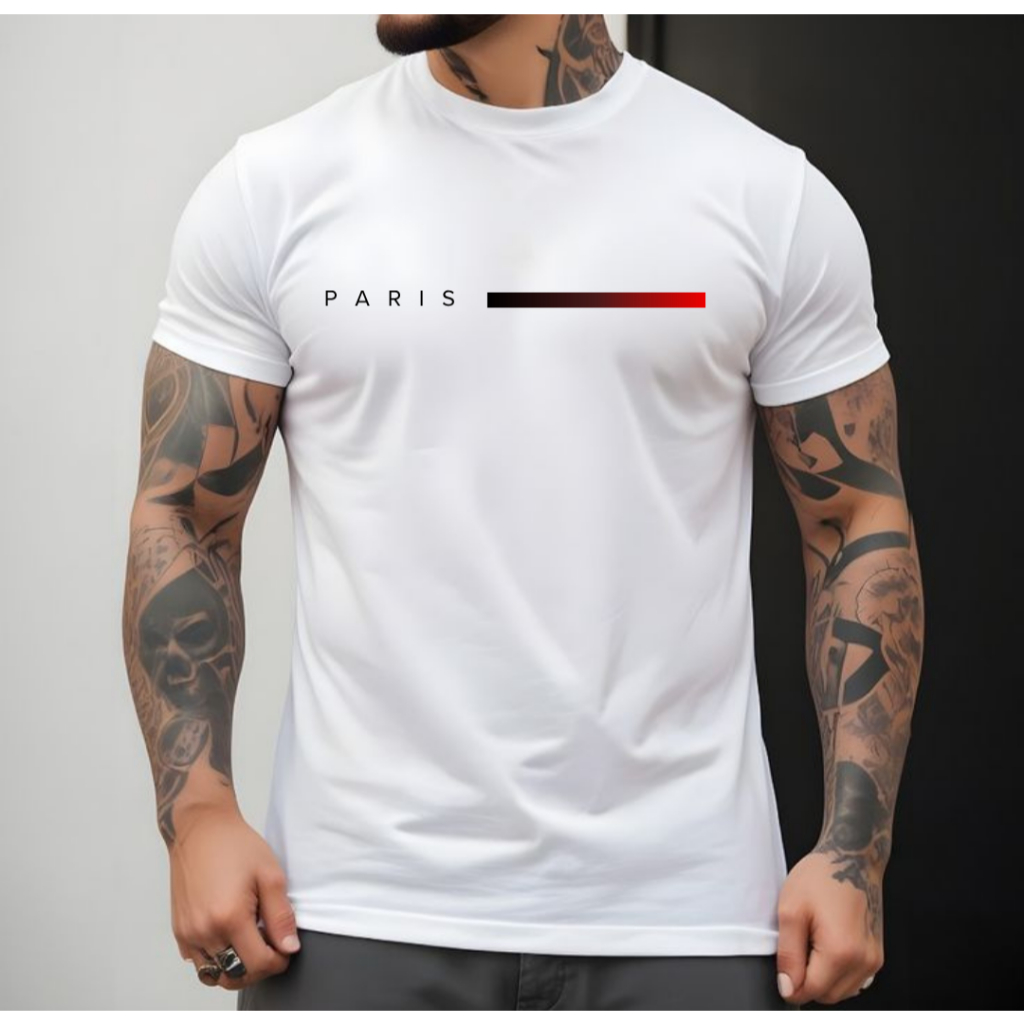 Camisa Paris França Camiseta Masculina Estampada Estilo 100% Algodão em Oferta na Shopee