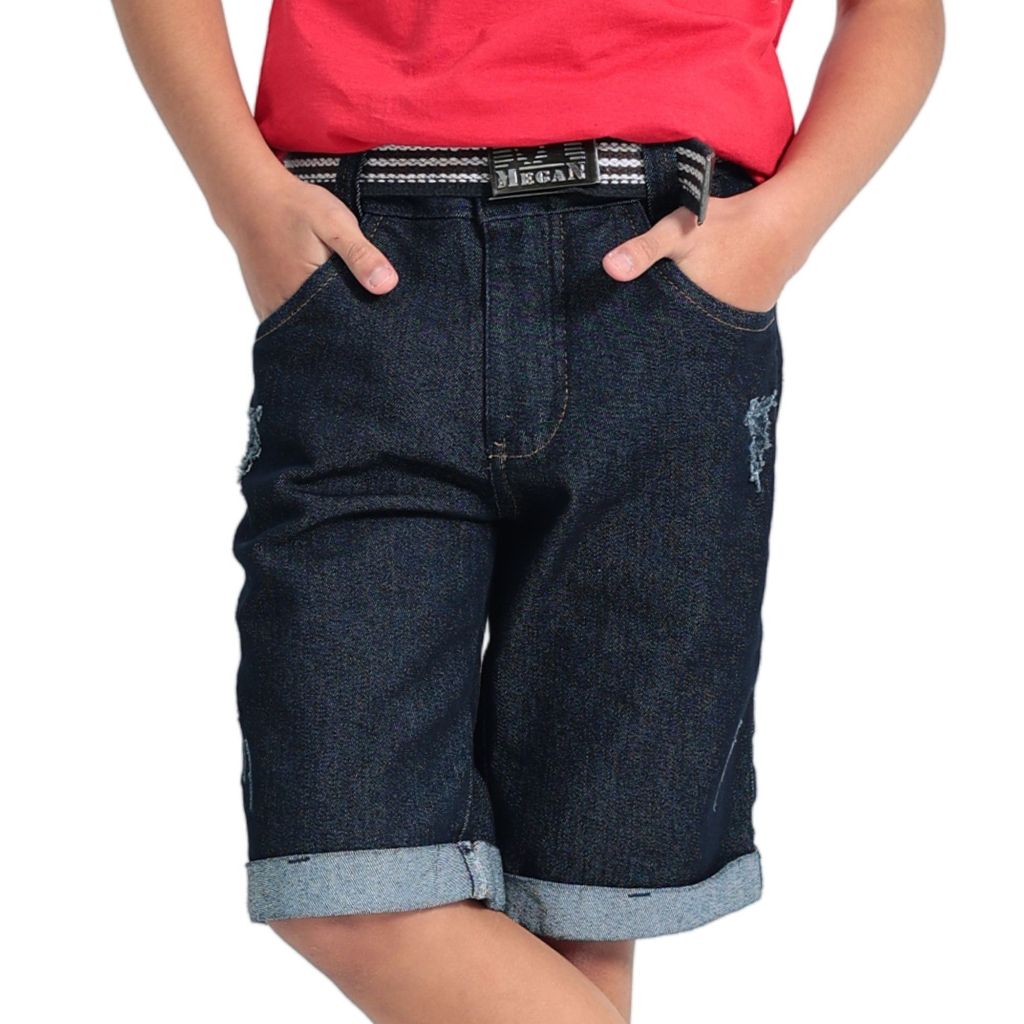 Bermuda Jeans Infantil Adolescente Masculino Juvenil Regulador Interno e Bolso