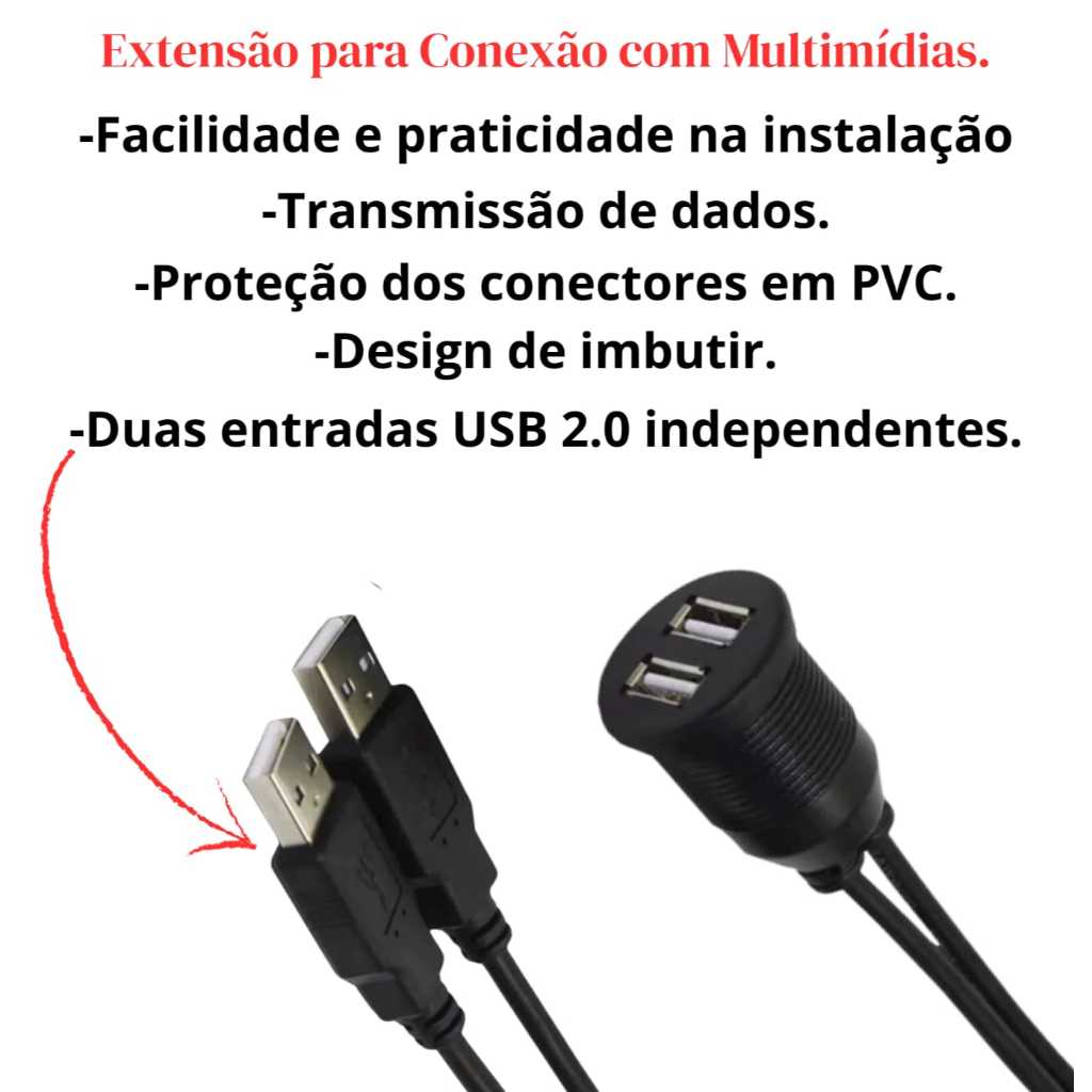 Detalhes do Carregador Veicular Dual USB – Extensão Automotiva