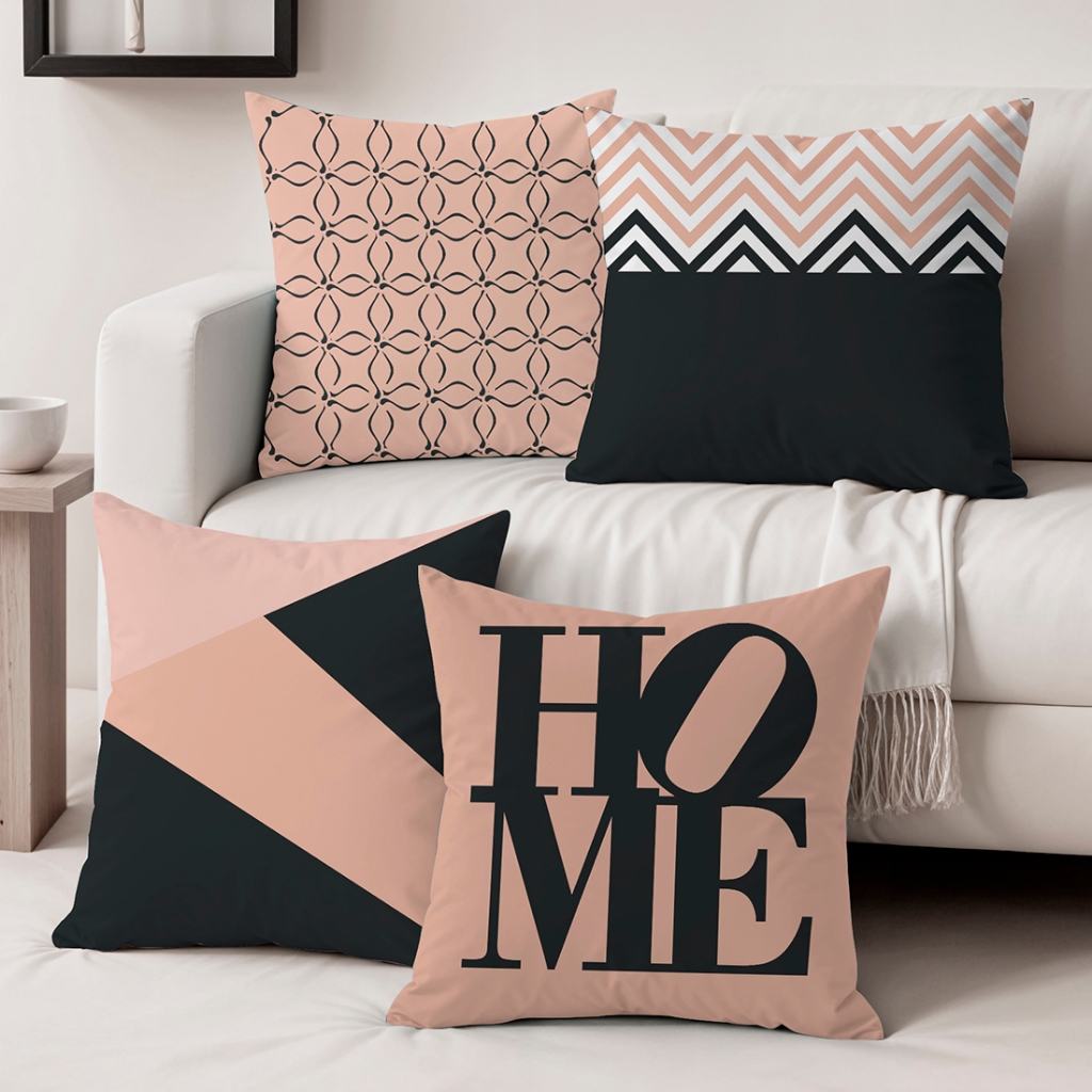 Kit Com 04 Capas De Almofadas Decorativas 45x45 Em Oxford