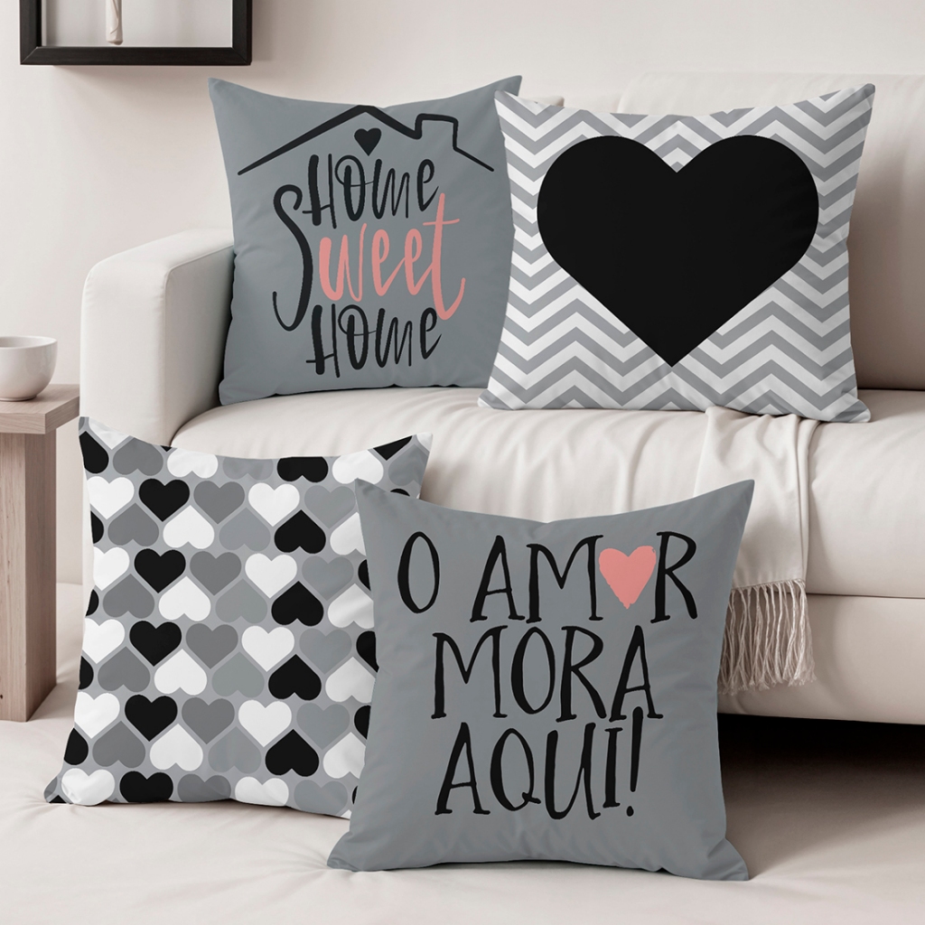 Kit Com 04 Capas De Almofadas Decorativas 45x45 - Em Oxford