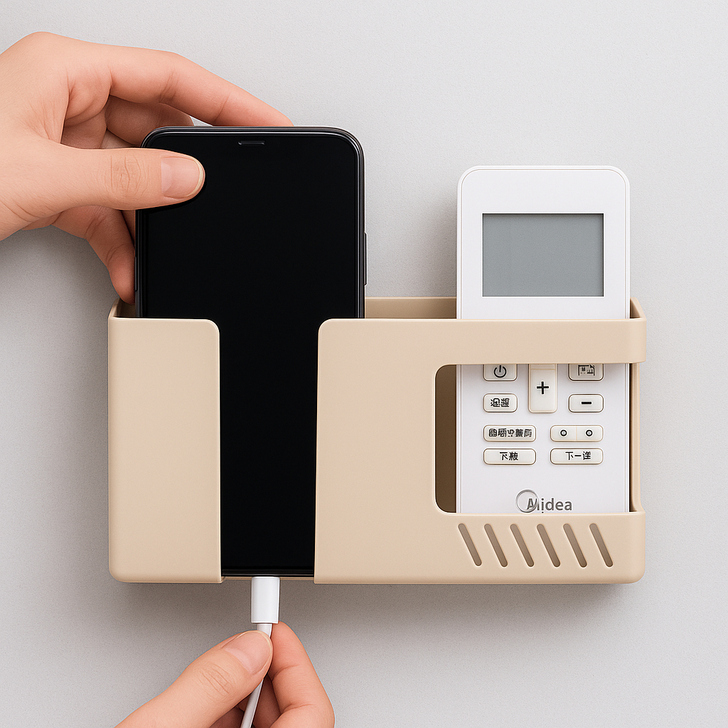 Imagem Suporte pAREde Adesivo Multiuso Porta Celular Controle televisao tv ar condionado DUPLO Universal Para Carregar UNIVERSA