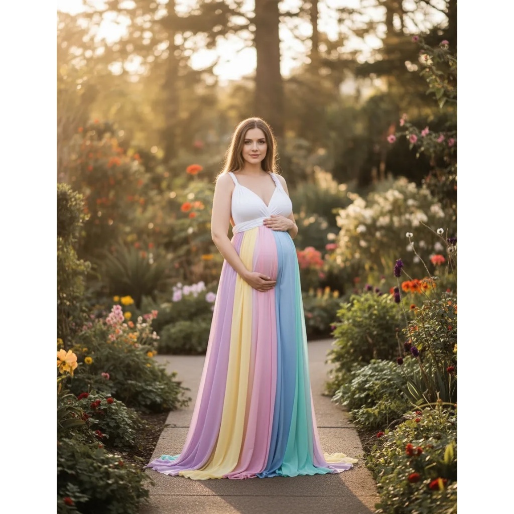 Vestido Gestante Arco-íris, Várias Formas De Usar, Book G35