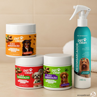 KIT Mascara de Hidratação de Pelos SOS 500mL Pet Clean, Cães e Gatos + Desembaraçador de Pelos 240mL em Oferta na Shopee