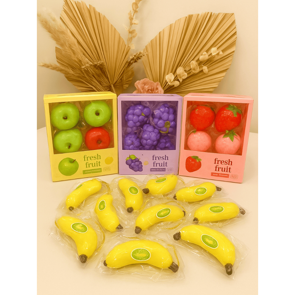 Squishy de Frutas Antiestresse – Morango, Maçã, Uva e Banana | Brinquedo Sensorial Macio e Fofo em Oferta na Shopee
