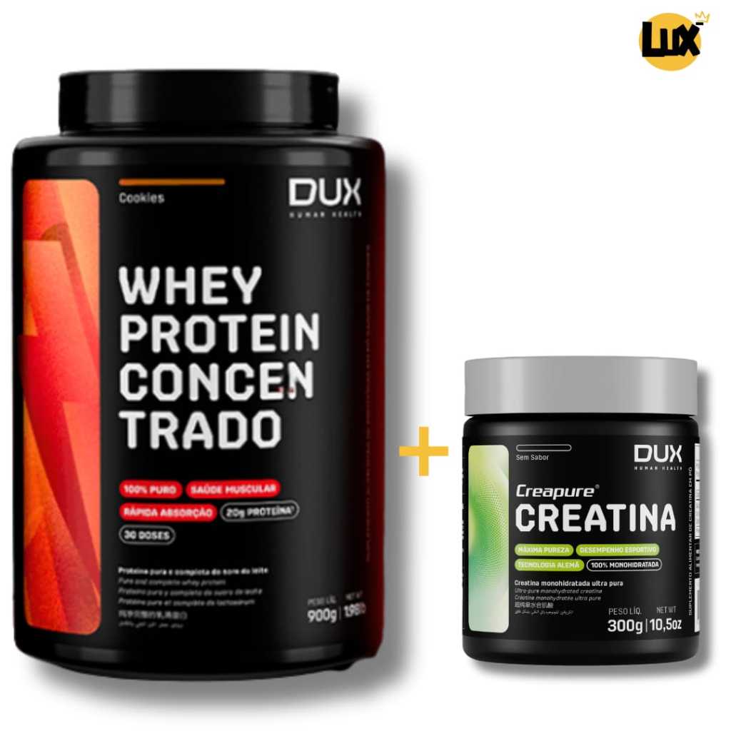 Kit Whey Protein concentrado de Chocolate Dux 900g + Creatina Dux 300g