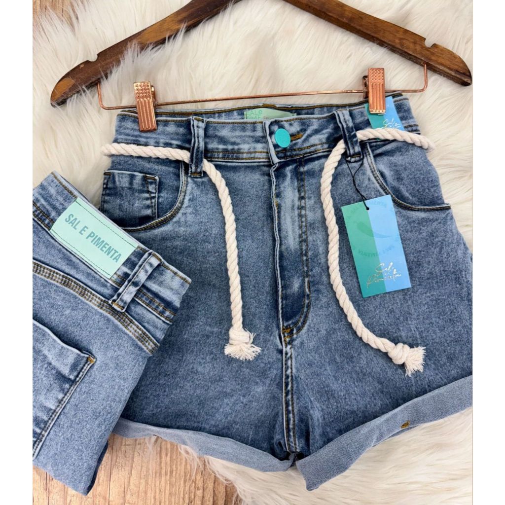 Short Plus Size Sal e Pimenta - Pimenta Original Com Elastano Cintura Alta Levanta Bumbum
