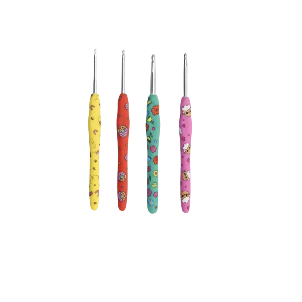 Kit 4 uni Agulha Crochê Soft Amigurumi  Emborrachada Circulo