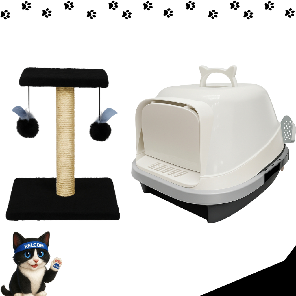 Caixa de Areia Grande Fechada Toalete Banheiro do gato com Pá Higiênica + arranhador preto em Oferta na Shopee