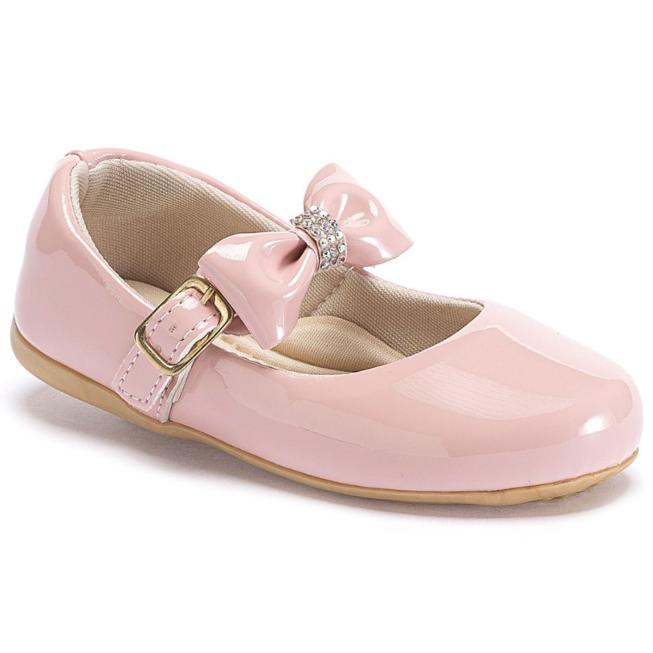 Sapatilha Infantil Feminina com Alça de Laço Rosa Removível Tamanho 20 ao 27