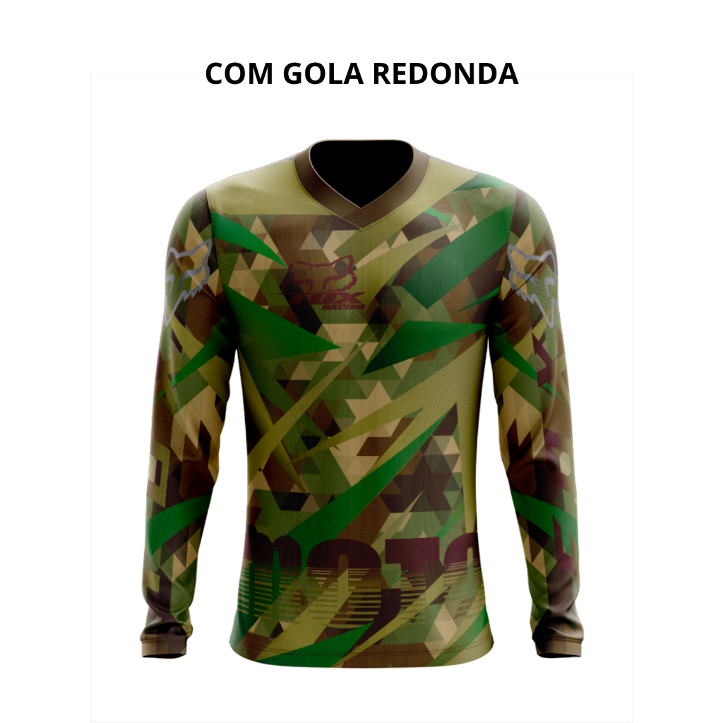Camiseta Camuflada 18 Dry Fit Manga Longa Proteção UV50+ - Pesca, Motocross, Paintball, Tática, Trilha, Motociclista